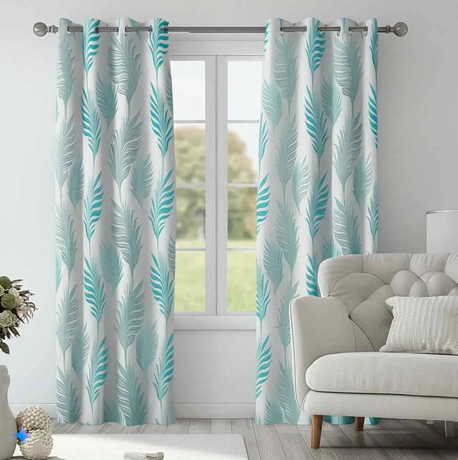 Maharani Medallion Room Darkening Green White Curtains - Kapissh