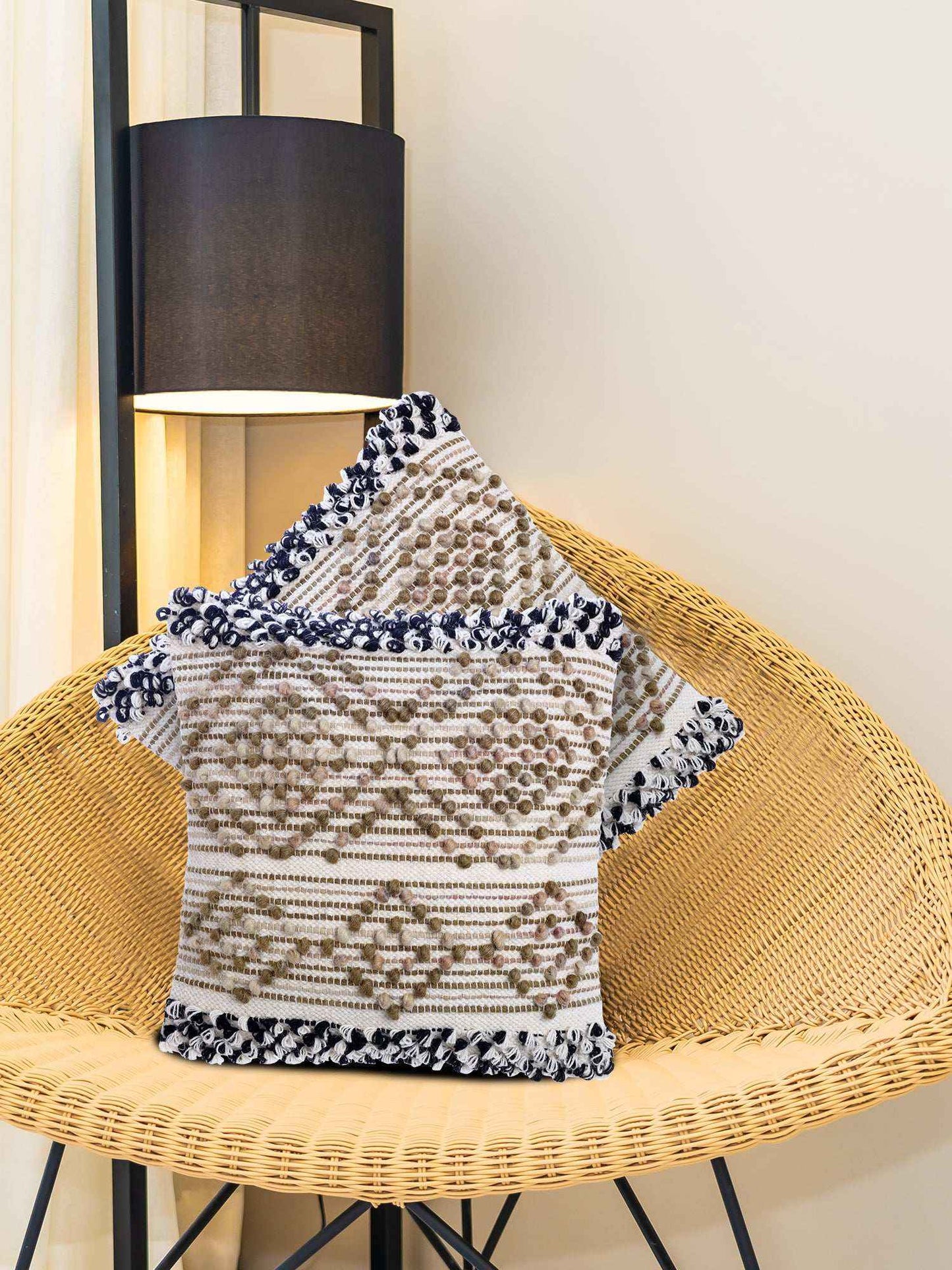 Woven cotton cushion chair decor"