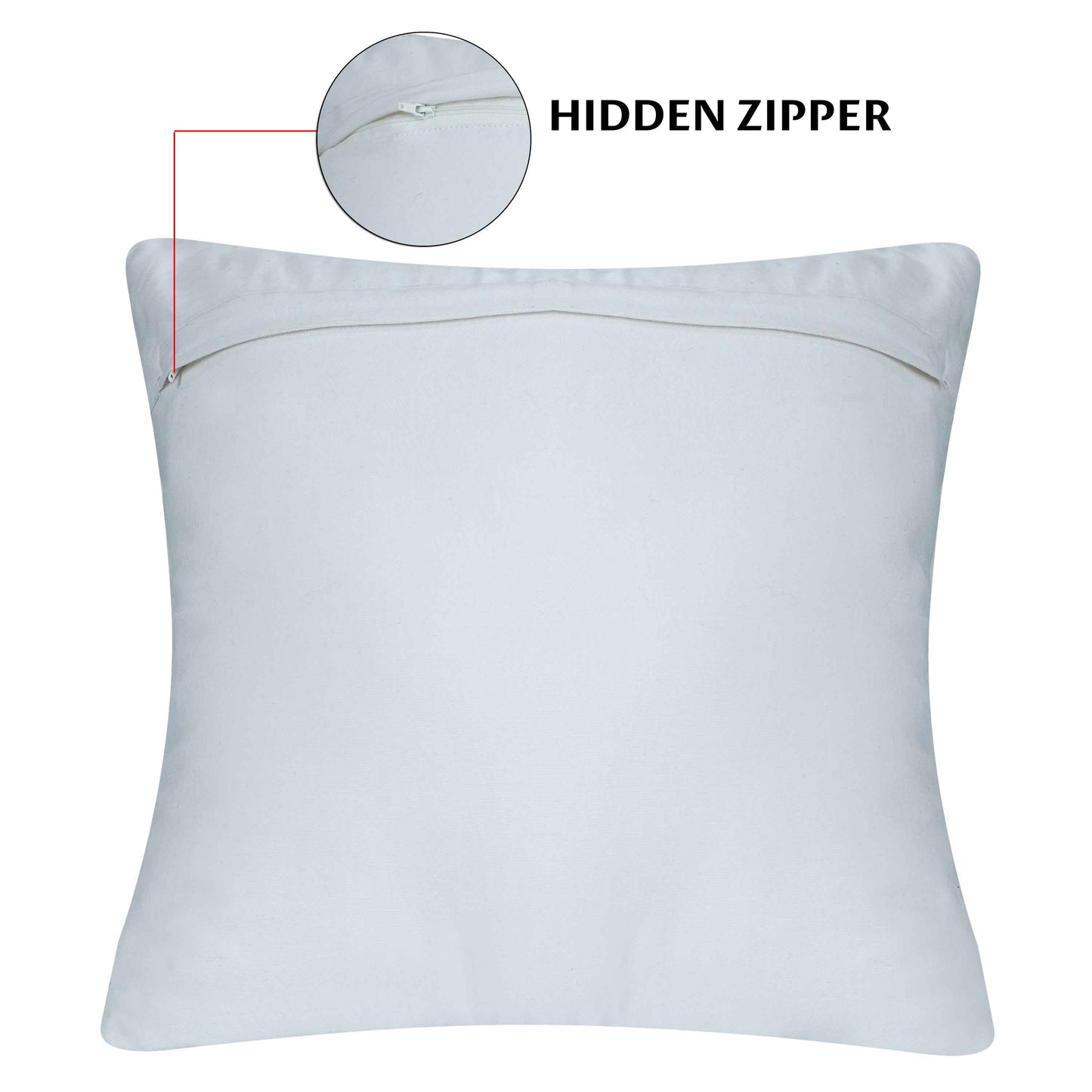 Pillow cover back with hidden zipper closure