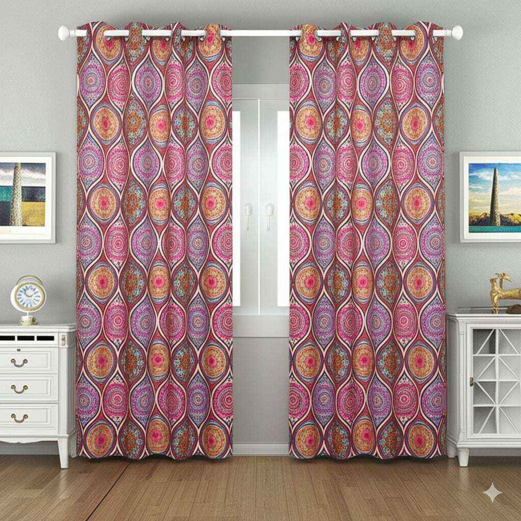 Winnetka Multicolor Purple Violet Pink Curtains - Kapissh