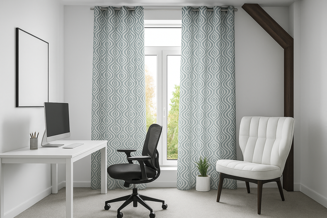 Modern Cotton Geometrical Drapes Stylish Curtains for Bedroom Office Window Treatments - Kapissh