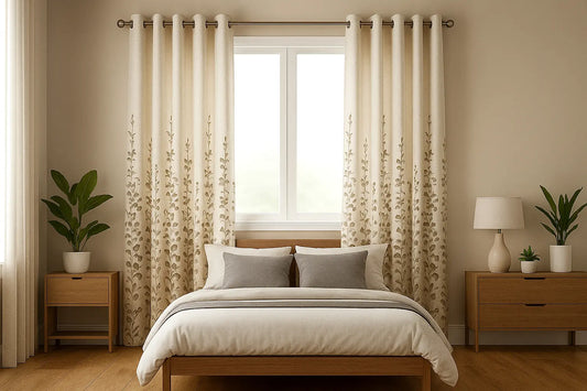 Winnetka Floral Curtains Cream Beige Room Darkening