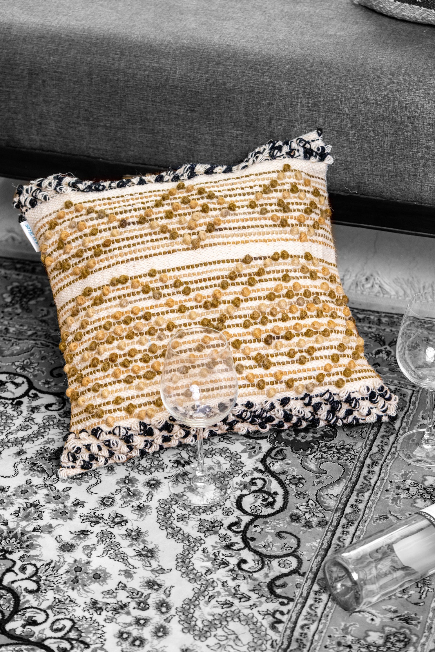 Cotton and Woolen Tufted Throw Pillow Covers - Kapissh