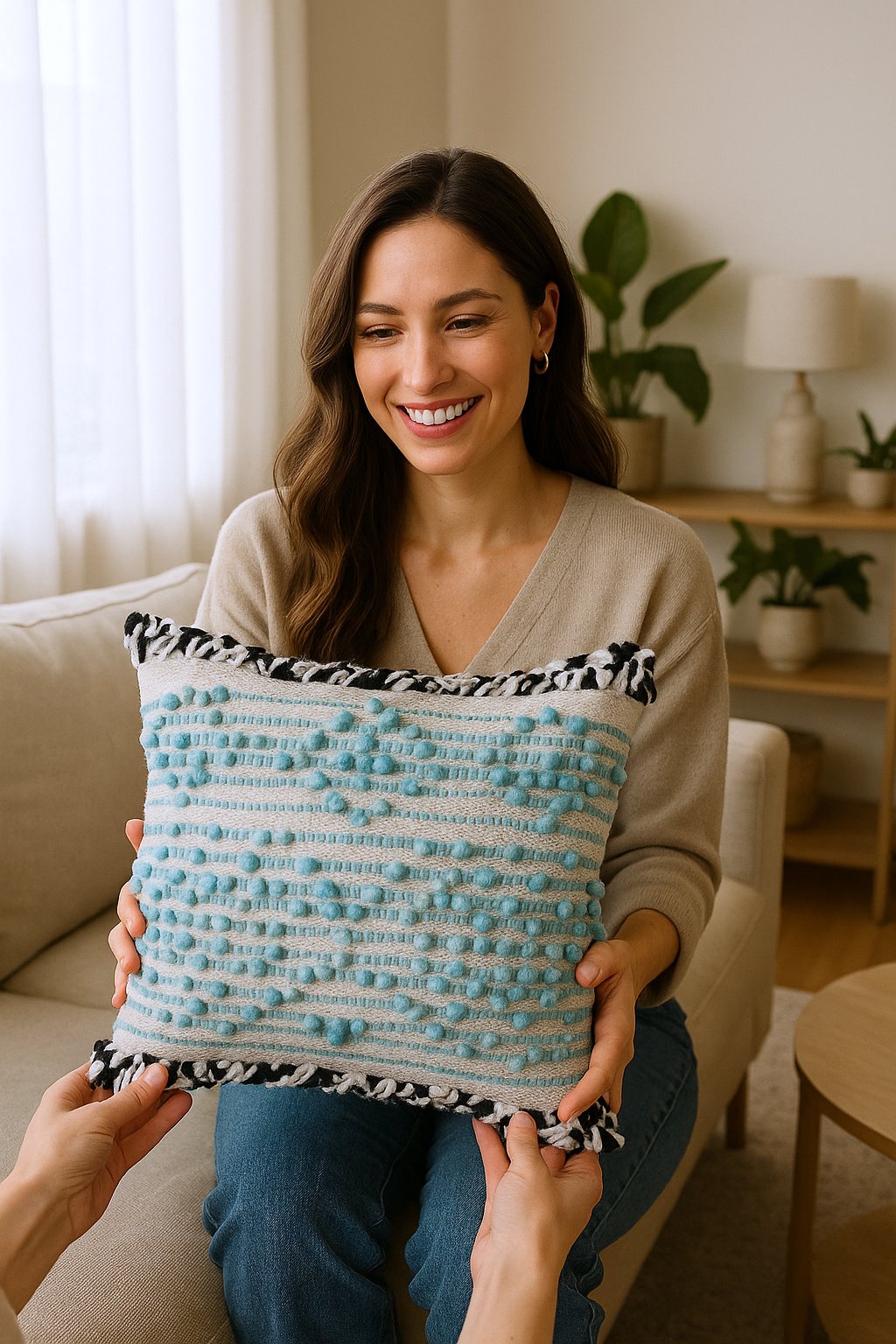 Handcrafted Cotton & Wool Tufted Throw Pillow Covers - Liam Series - Kapissh