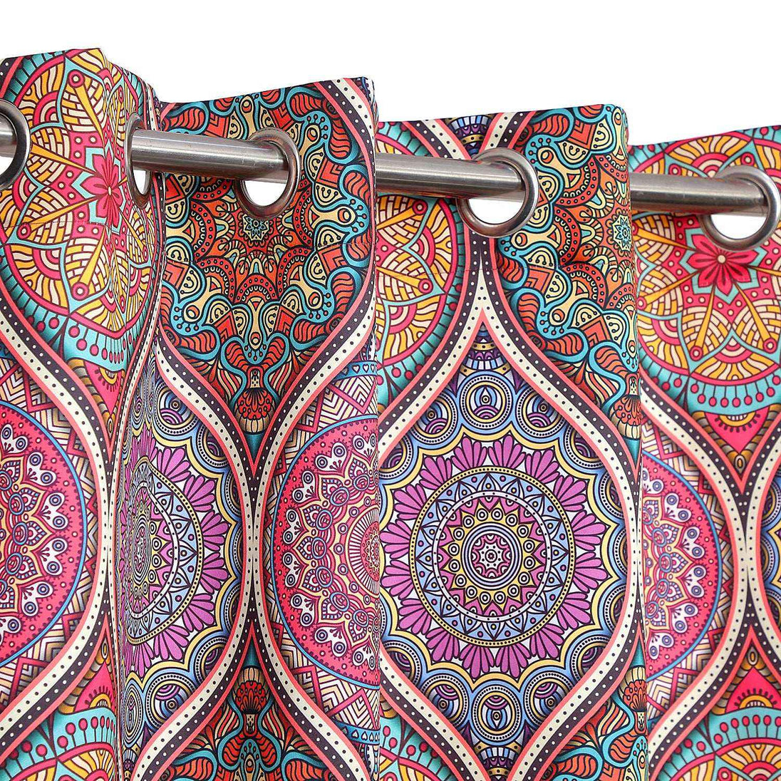 Winnetka Multicolor Purple Violet Pink Curtains - Kapissh