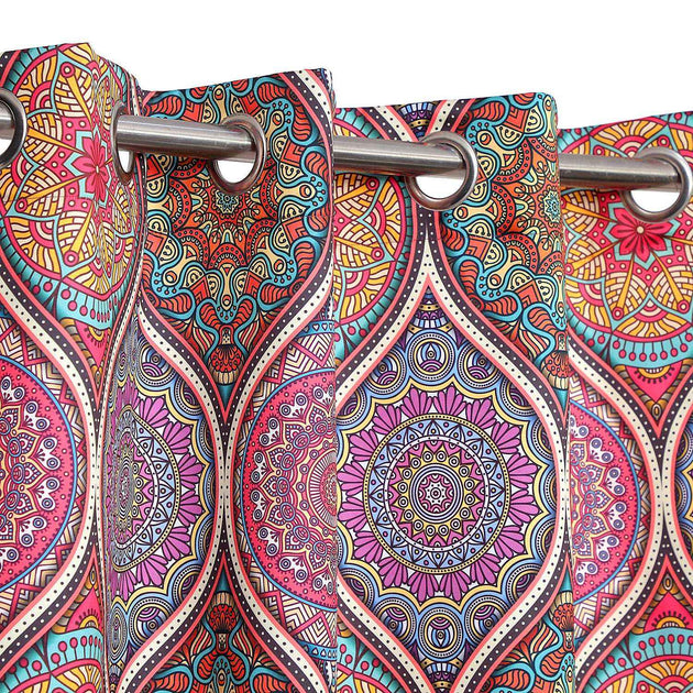 Winnetka Multicolor Purple Violet Pink Curtains - Kapissh