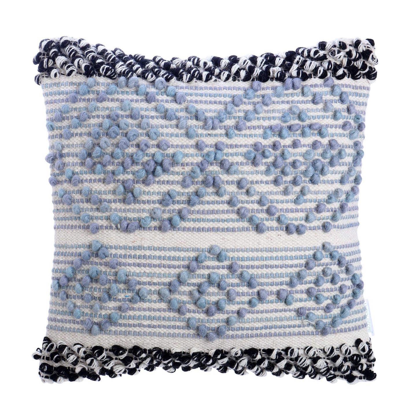 Liam Light Blueish Grey Tufted Cotton and Wool blend Hand Woven Throw Pillow Covers Pair - Kapissh