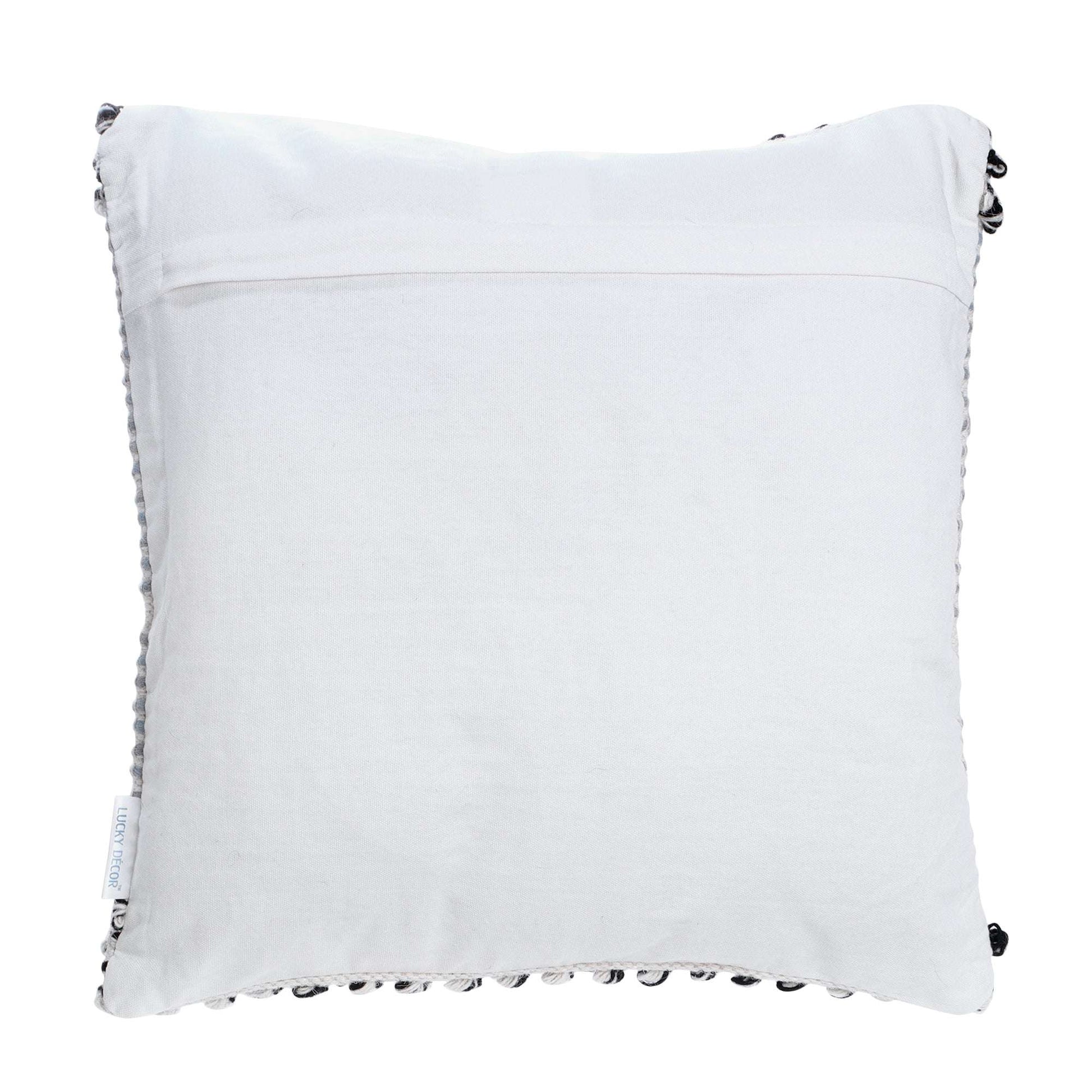 Liam Light Blueish Grey Tufted Cotton and Wool blend Hand Woven Throw Pillow Covers Pair - Kapissh