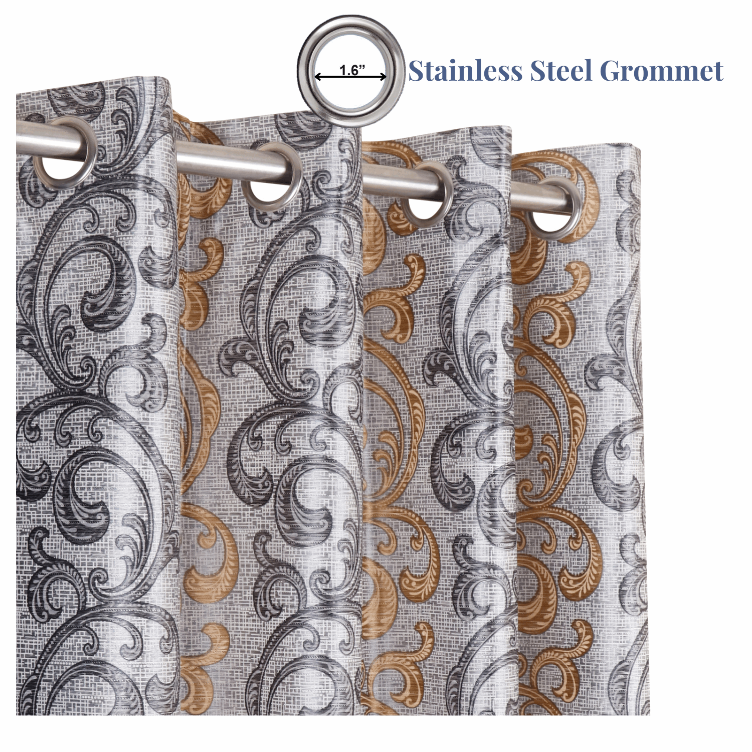 Demore Damask Curtains Farmhouse Boho Drapes Pair - Kapissh