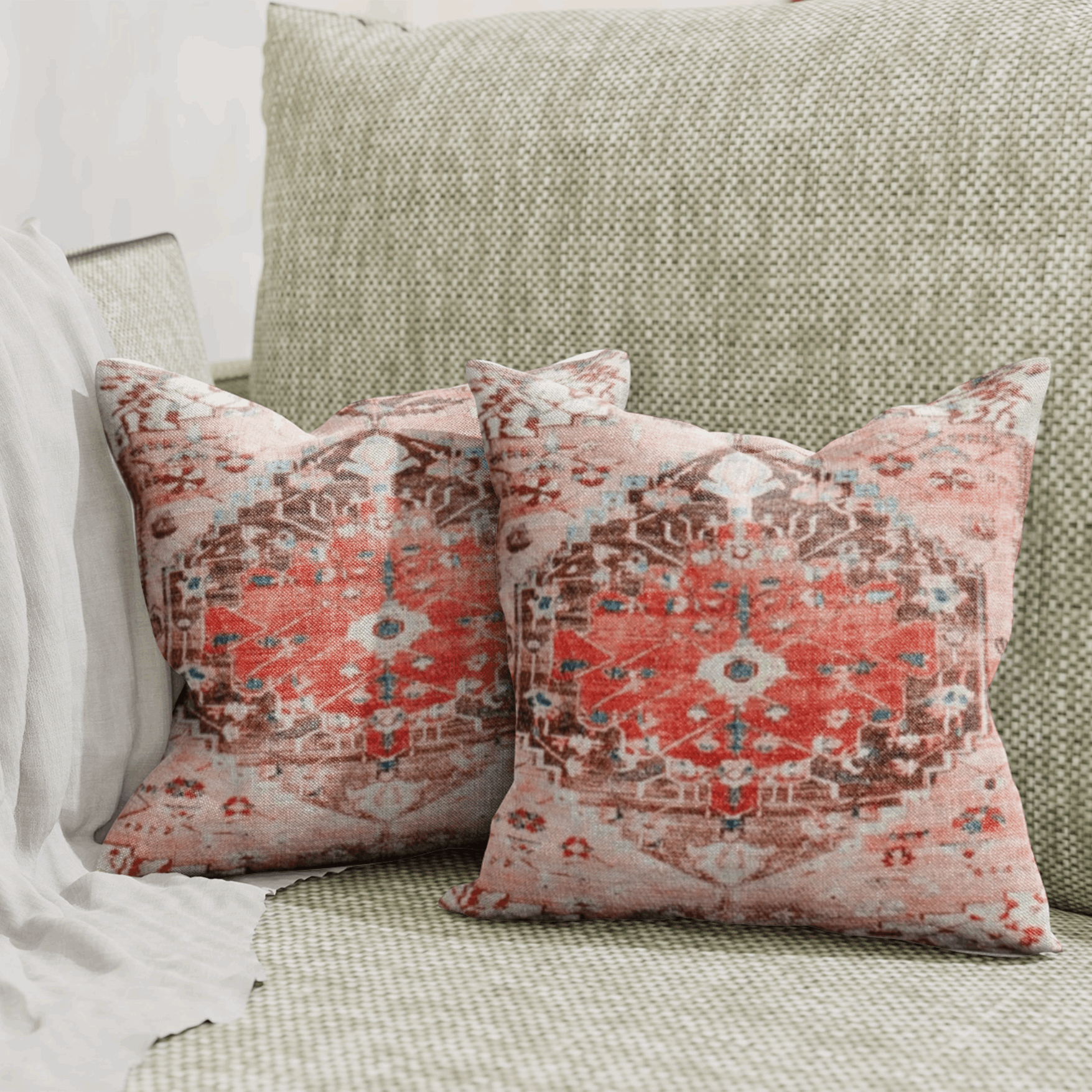 Morocco Cotton Pink Throw Pillow Covers Rug Style Pillow - Kapissh