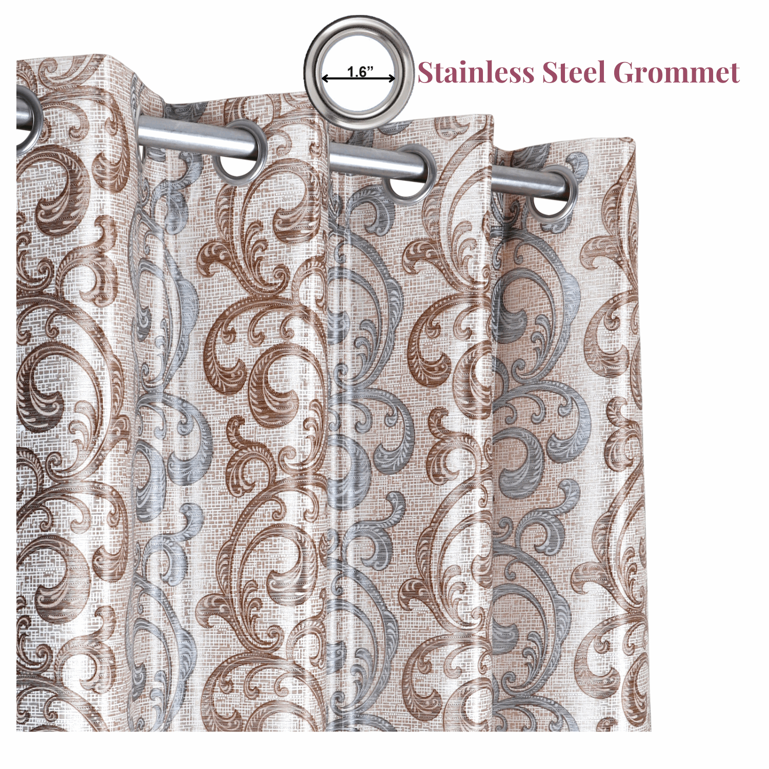 Demore Damask Curtains Farmhouse Boho Drapes Pair - Kapissh