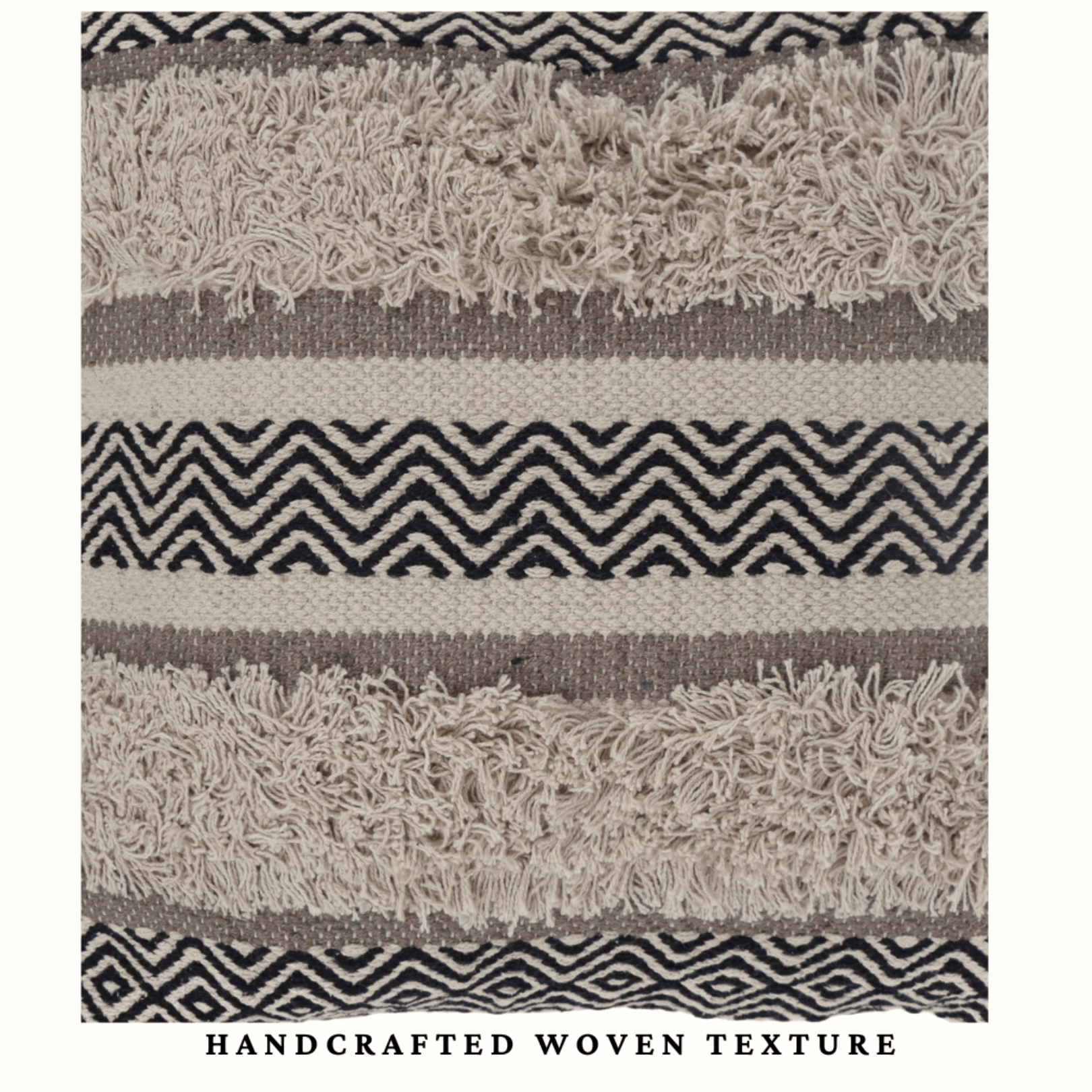 Maya Tufted 100% Cotton Woven Throw Pillow Covers Black Pair - Kapissh