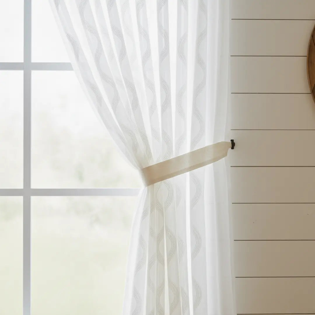 Ocean Embroidered Window Treatment Decorative Sheer Curtains Kapissh