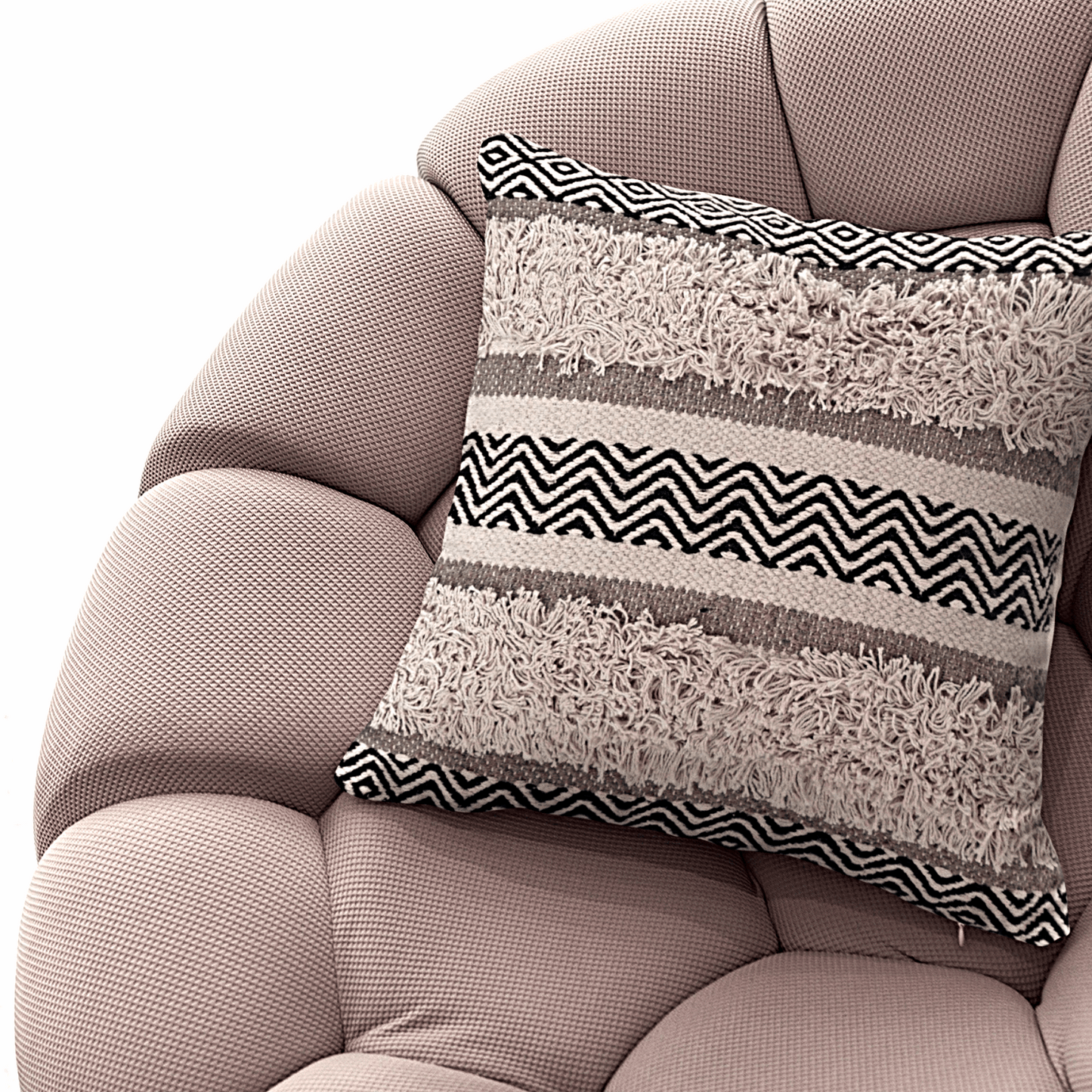 Maya Tufted 100% Cotton Woven Throw Pillow Covers Black Pair - Kapissh
