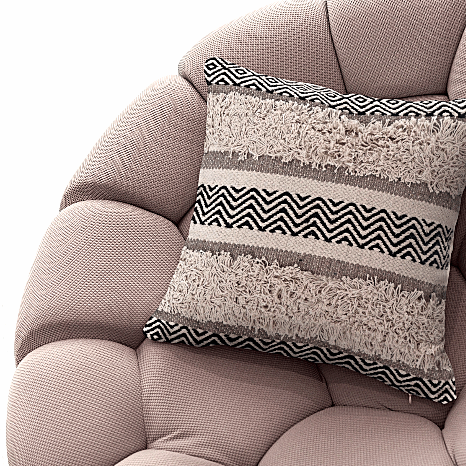 Maya Tufted 100% Cotton Woven Throw Pillow Covers Black Pair - Kapissh