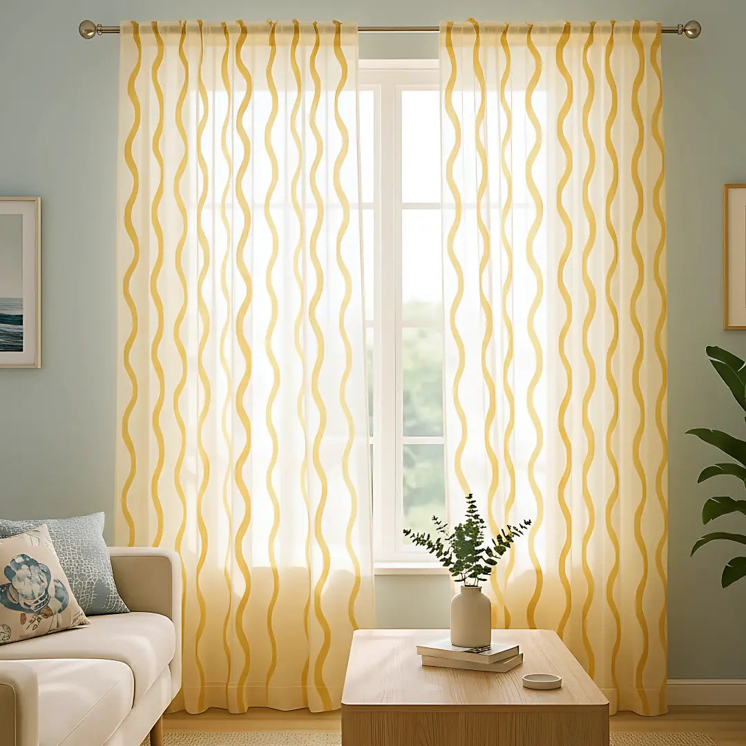 Ocean Embroidered Window Treatment Decorative Sheer Curtains Kapissh