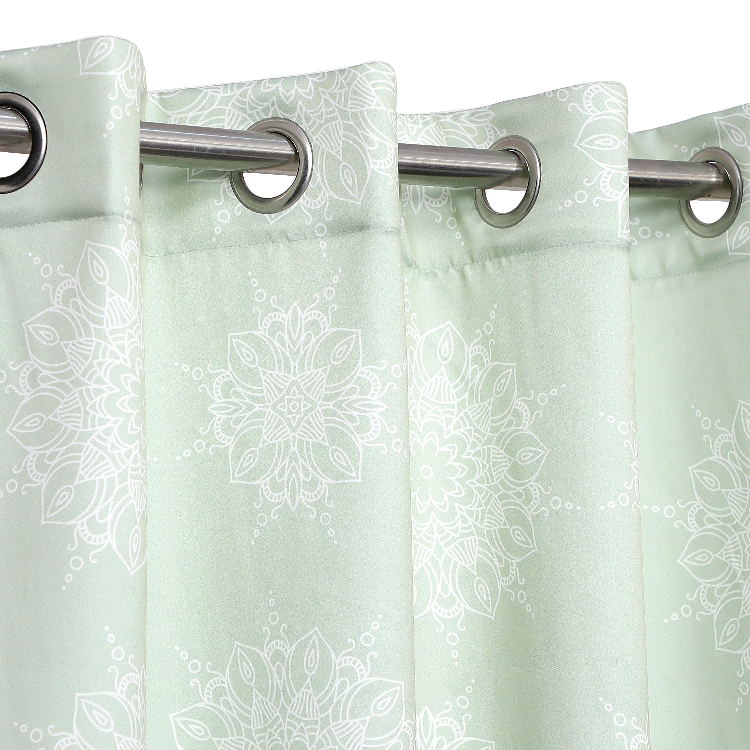 Winnetka Green White Mandala Room Darkening Curtains Pair - Kapissh