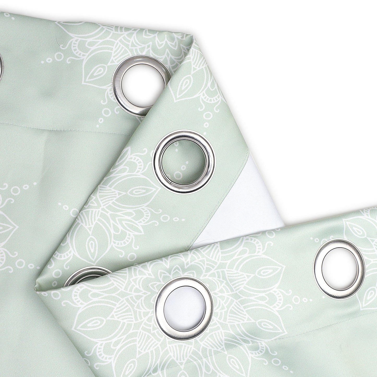 Winnetka Green White Mandala Room Darkening Curtains Pair - Kapissh