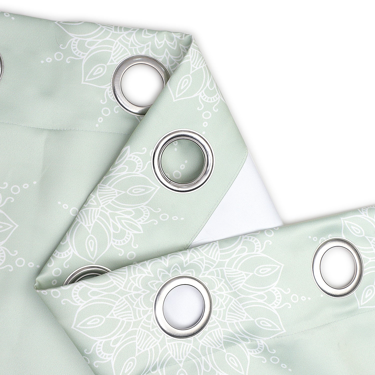 Winnetka Green White Mandala Room Darkening Curtains Pair - Kapissh