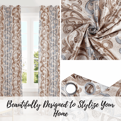 Demore Damask Curtains Farmhouse Boho Drapes Pair - Kapissh