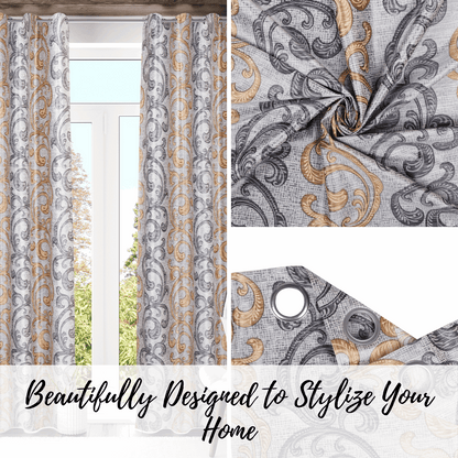 Demore Damask Curtains Farmhouse Boho Drapes Pair - Kapissh