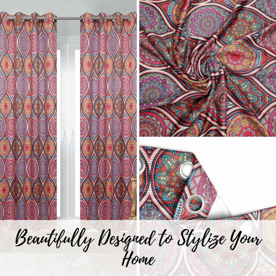 Winnetka Multicolor Purple Violet Pink Curtains - Kapissh