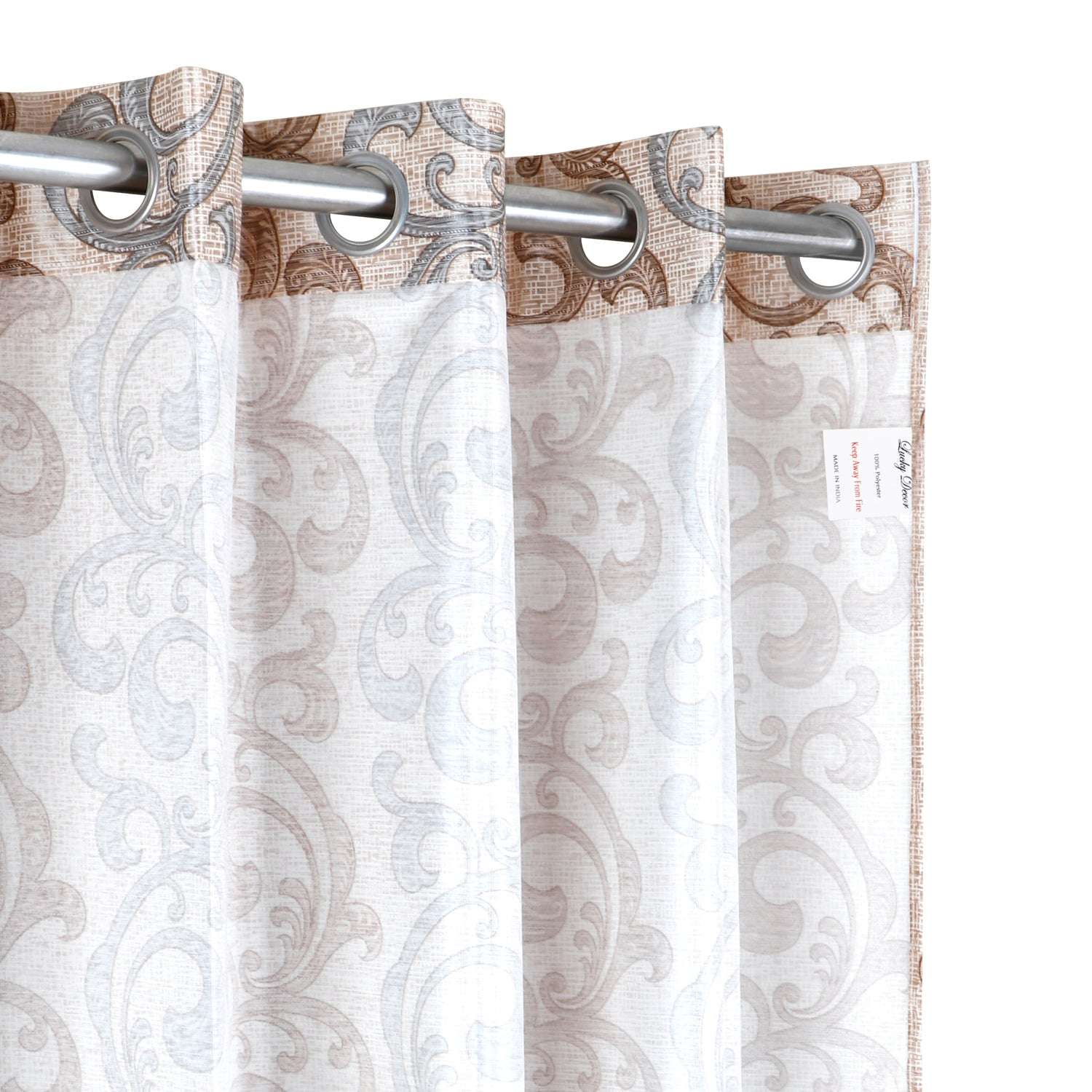 Demore Damask Curtains Farmhouse Boho Drapes Pair - Kapissh