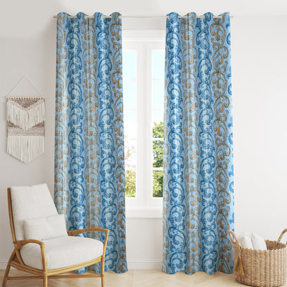 Demore Damask Curtains Farmhouse Boho Drapes Pair - Kapissh