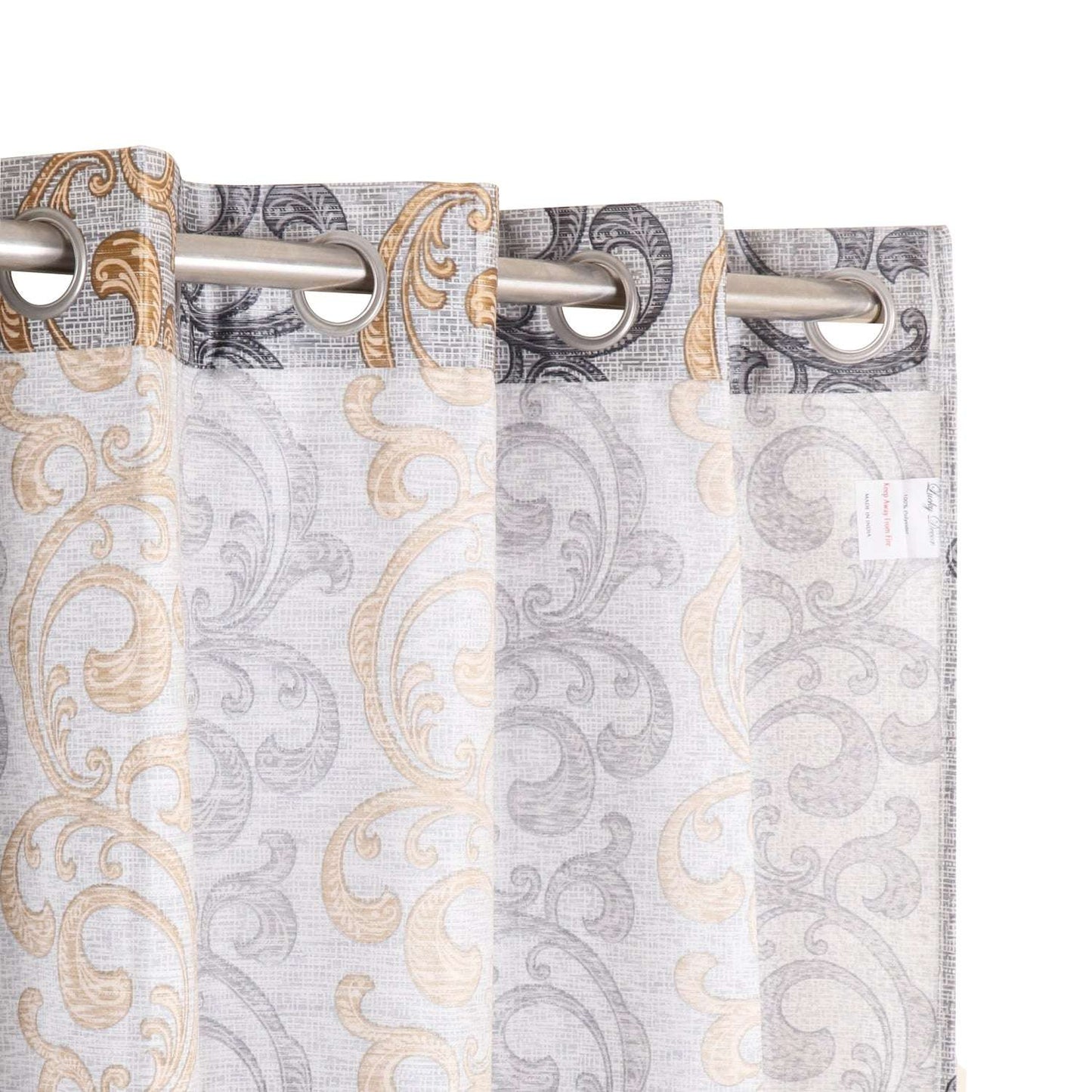 Demore Damask Curtains Farmhouse Boho Drapes Pair - Kapissh