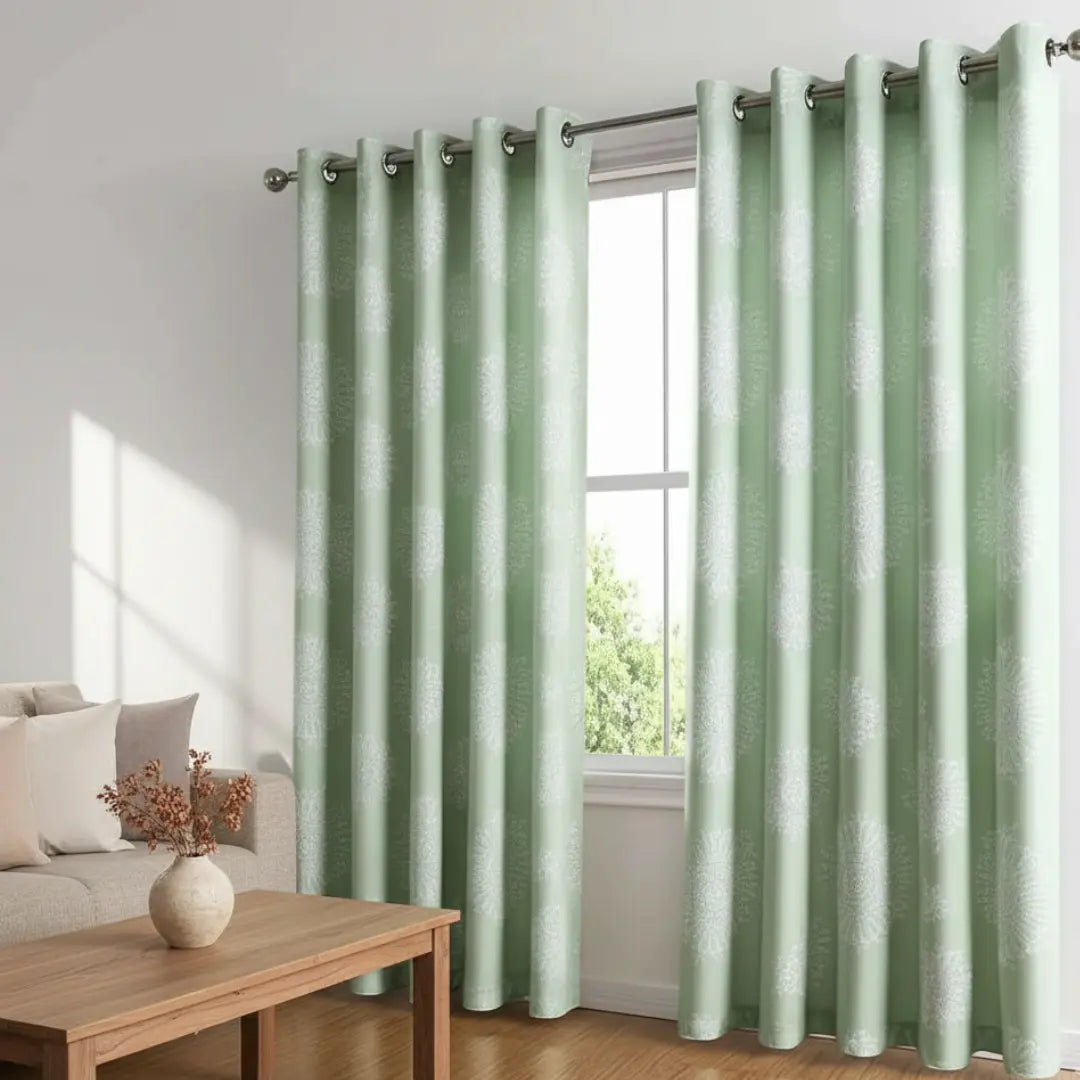 Winnetka Darkening Curtains Green White Mandala Room Pair Kapissh