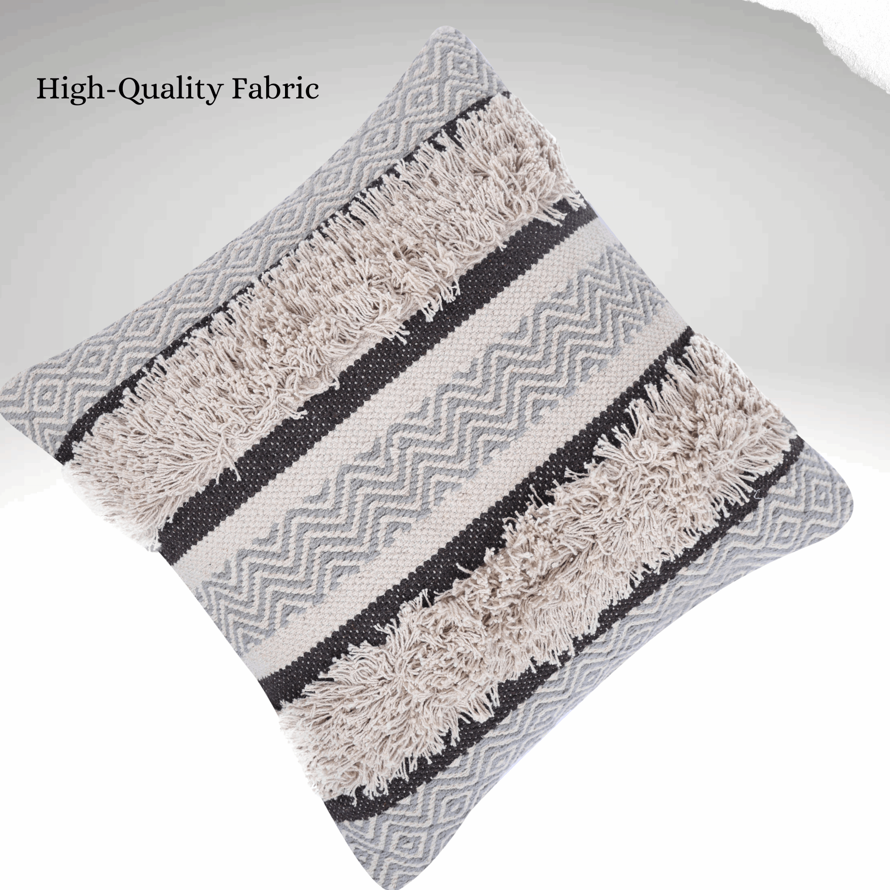 Maya Tufted 100% Cotton Woven Throw Pillow Covers Grey Pair - Kapissh