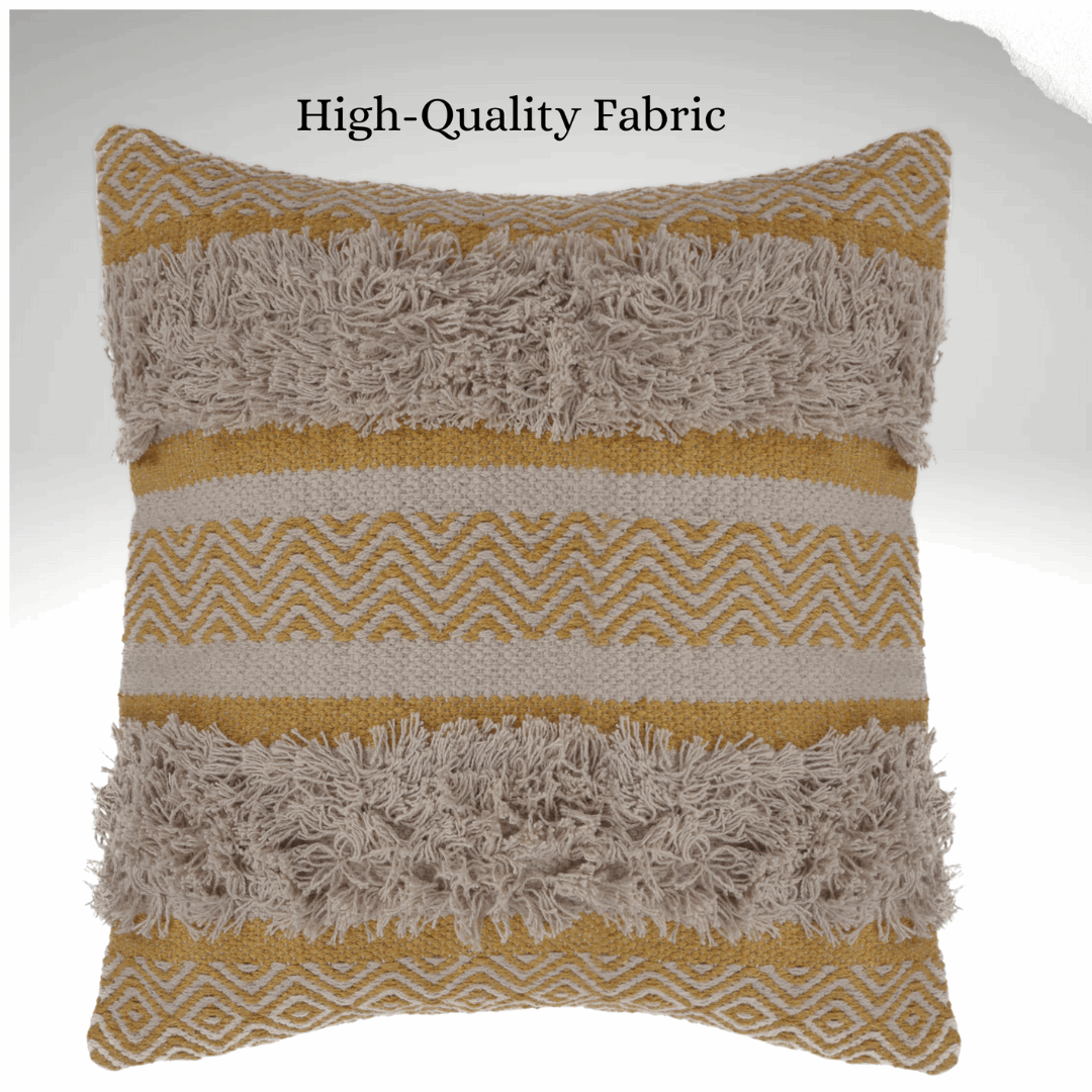 Maya Tufted 100% Cotton Woven Throw Pillow Covers Yellow Pair - Kapissh