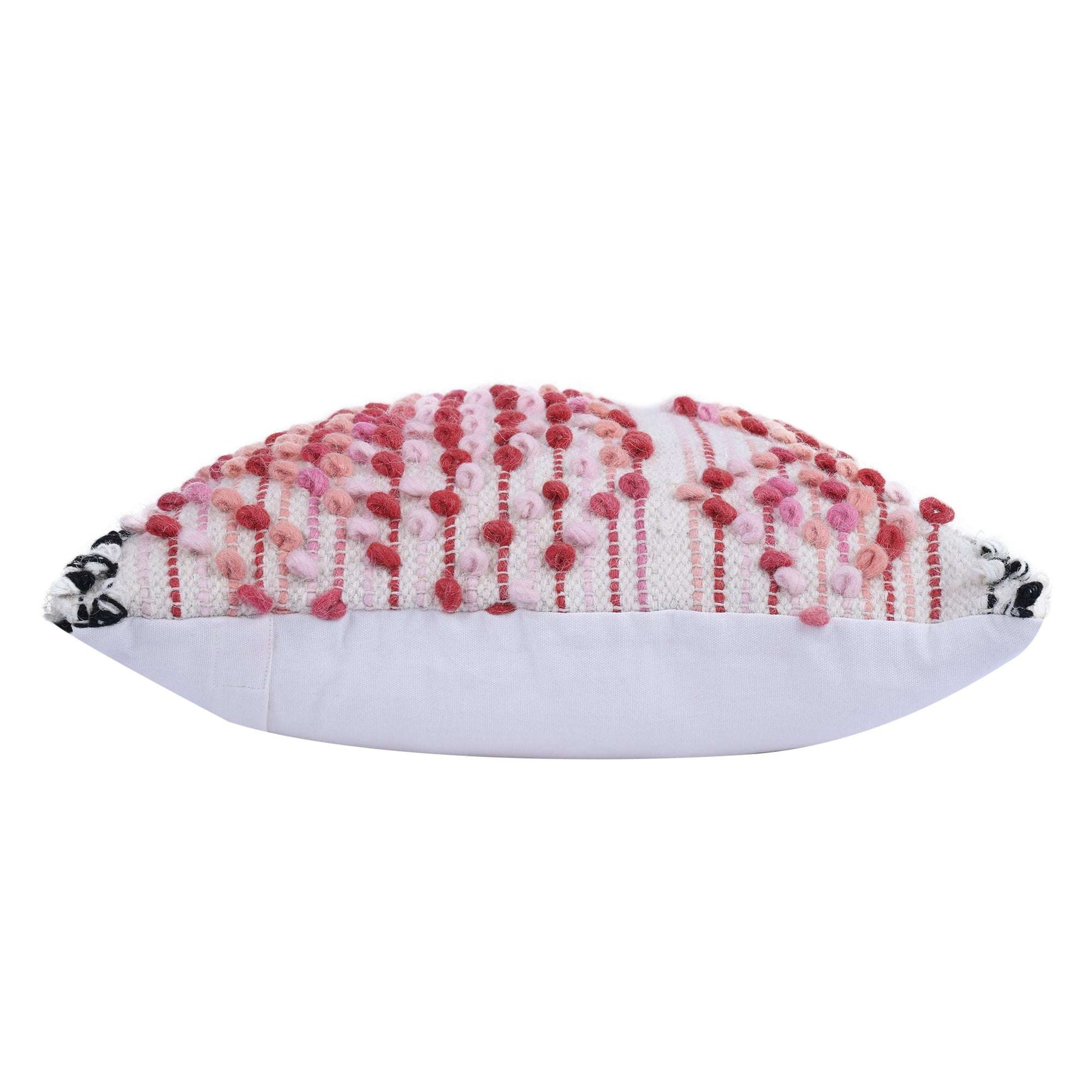 Liam Red Pink Tufted Cotton and Wool Blend Hand Woven Throw Pillow Covers Pair - Kapissh