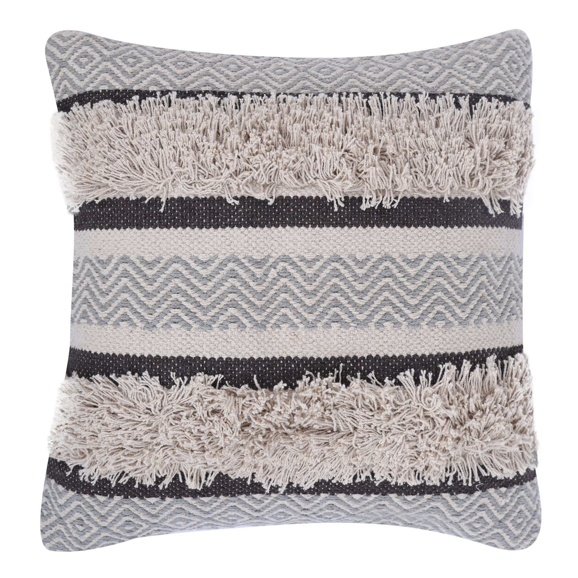 Maya Tufted 100% Cotton Woven Throw Pillow Covers Grey Pair - Kapissh