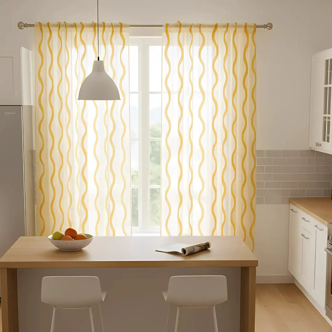 Ocean Embroidered Window Treatment Decorative Sheer Curtains Kapissh