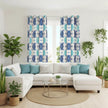 Raeya Damask Boho Curtains Blue Light Weight Kapissh