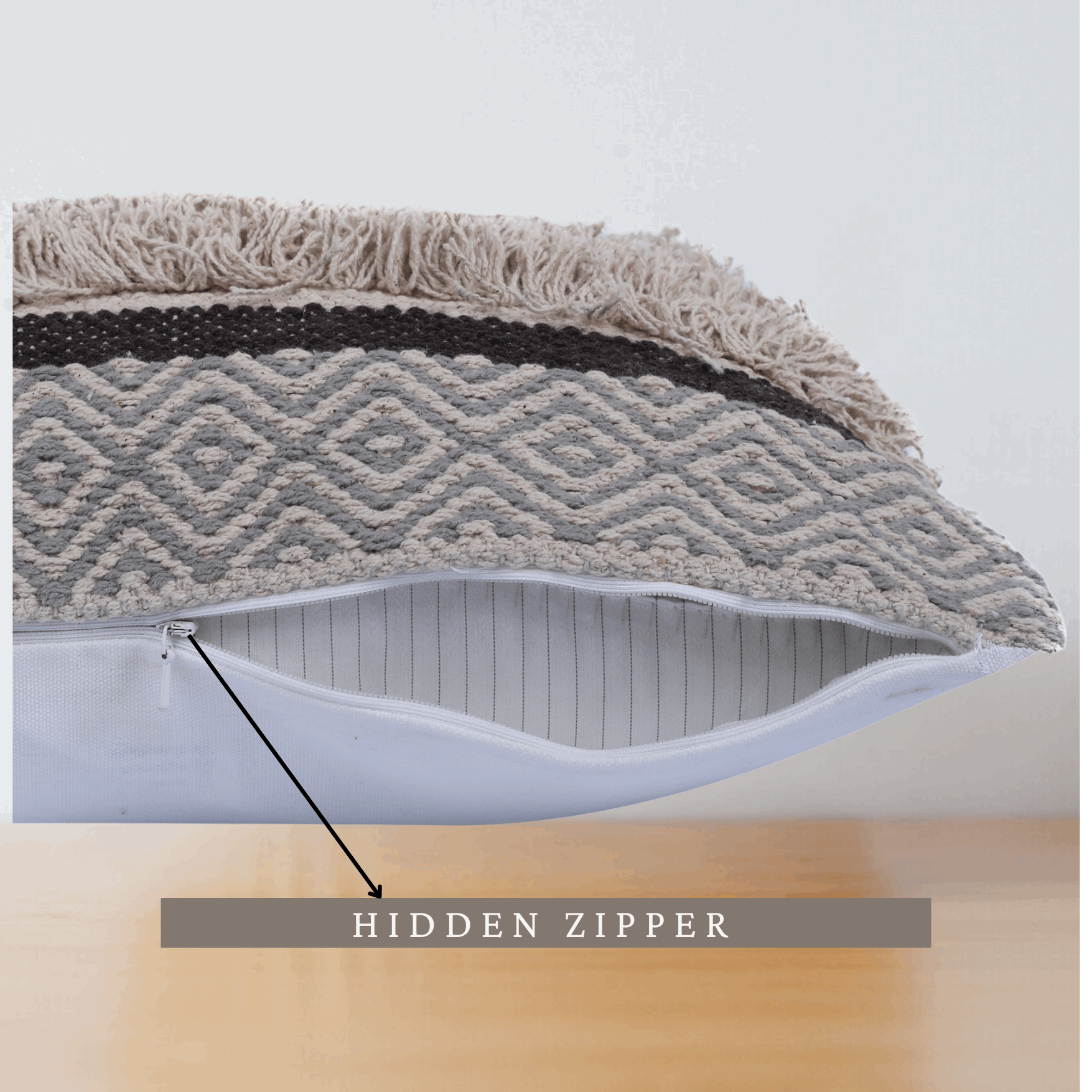 Maya Tufted 100% Cotton Woven Throw Pillow Covers Grey Pair - Kapissh