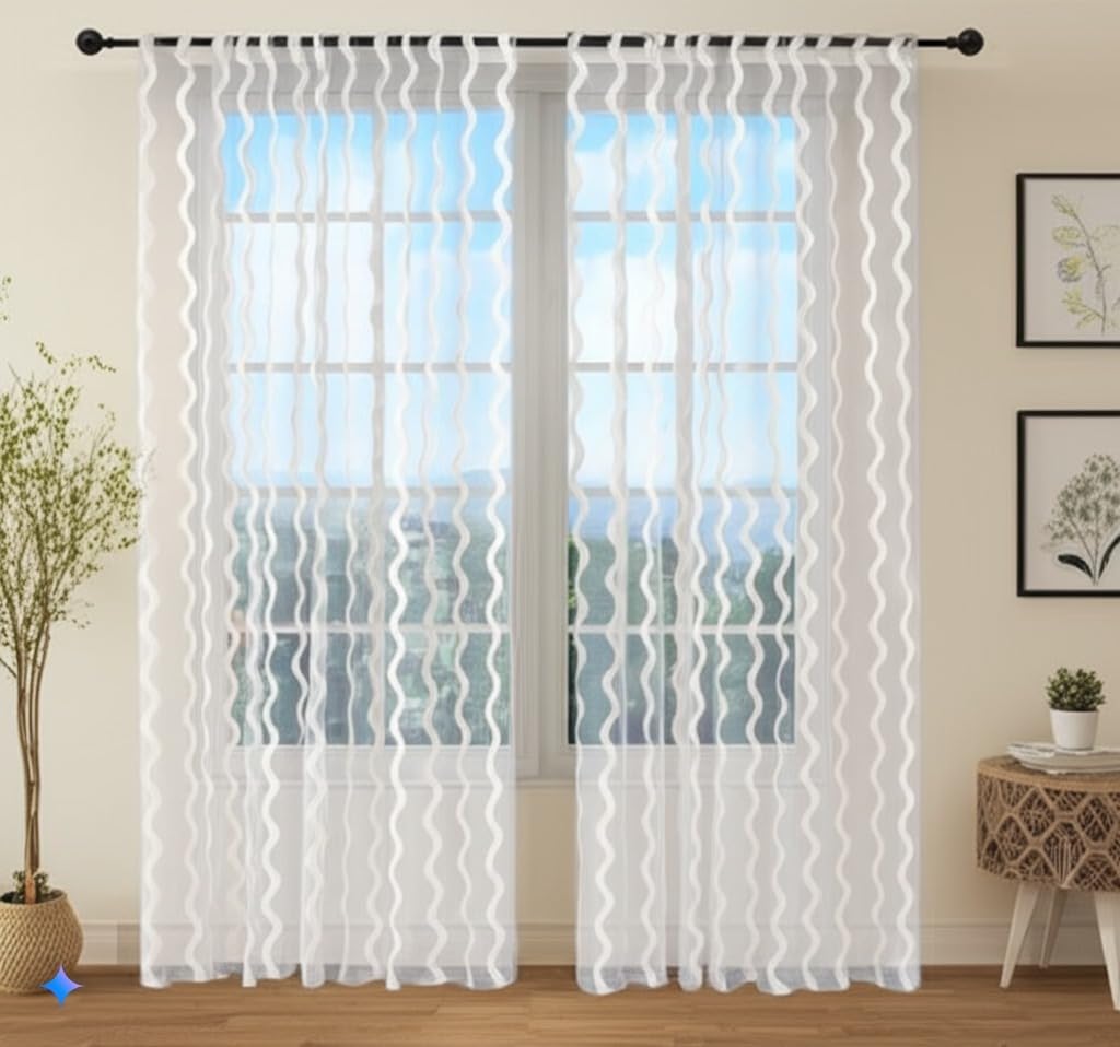 Ocean Embroidered Sheers Curtains Voile Net - Kapissh