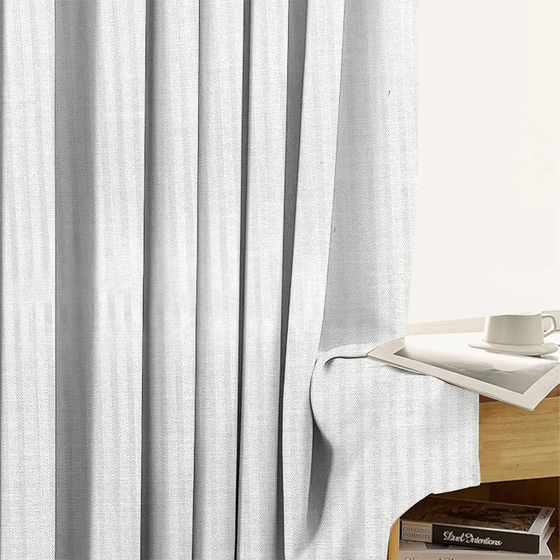 Lux Linen Herringbone Curtains – Light Filtering & Elegant Window Drapes Kapissh