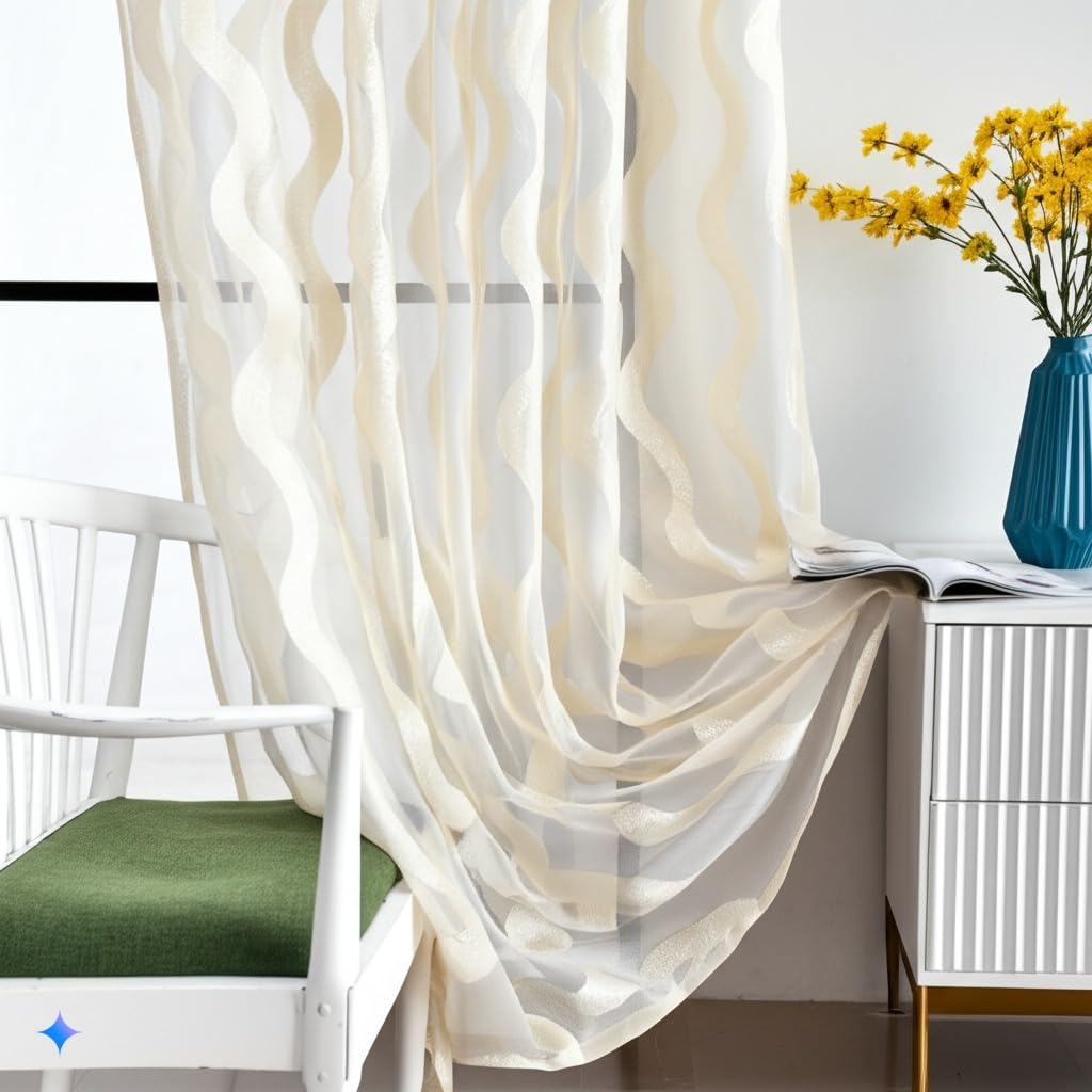Ocean Embroidered Sheers Curtains Voile Net - Kapissh