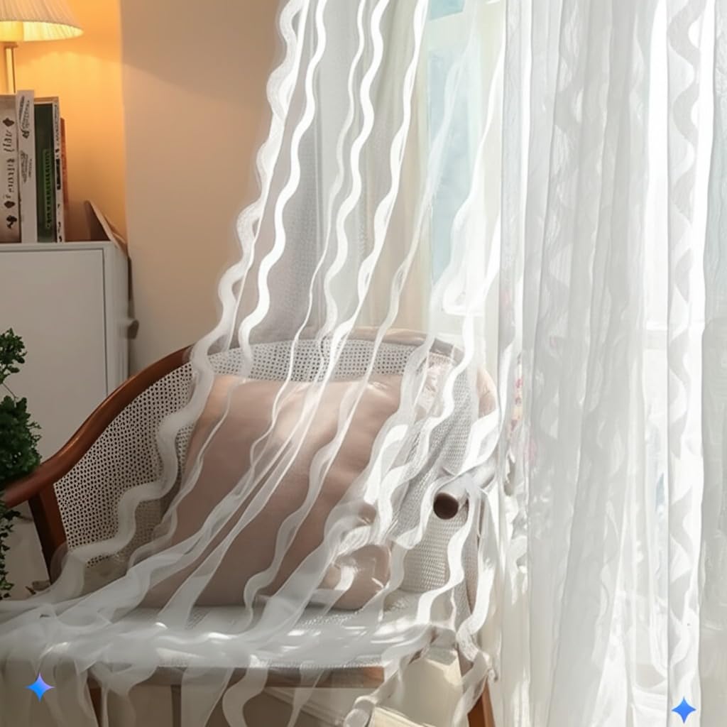 Ocean Embroidered Sheers Curtains Voile Net - Kapissh