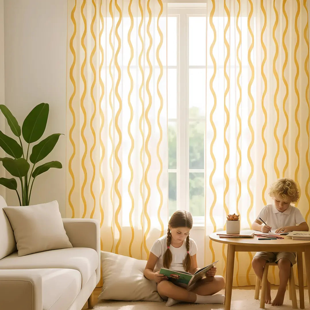 Ocean Embroidered Window Treatment Decorative Sheer Curtains Kapissh