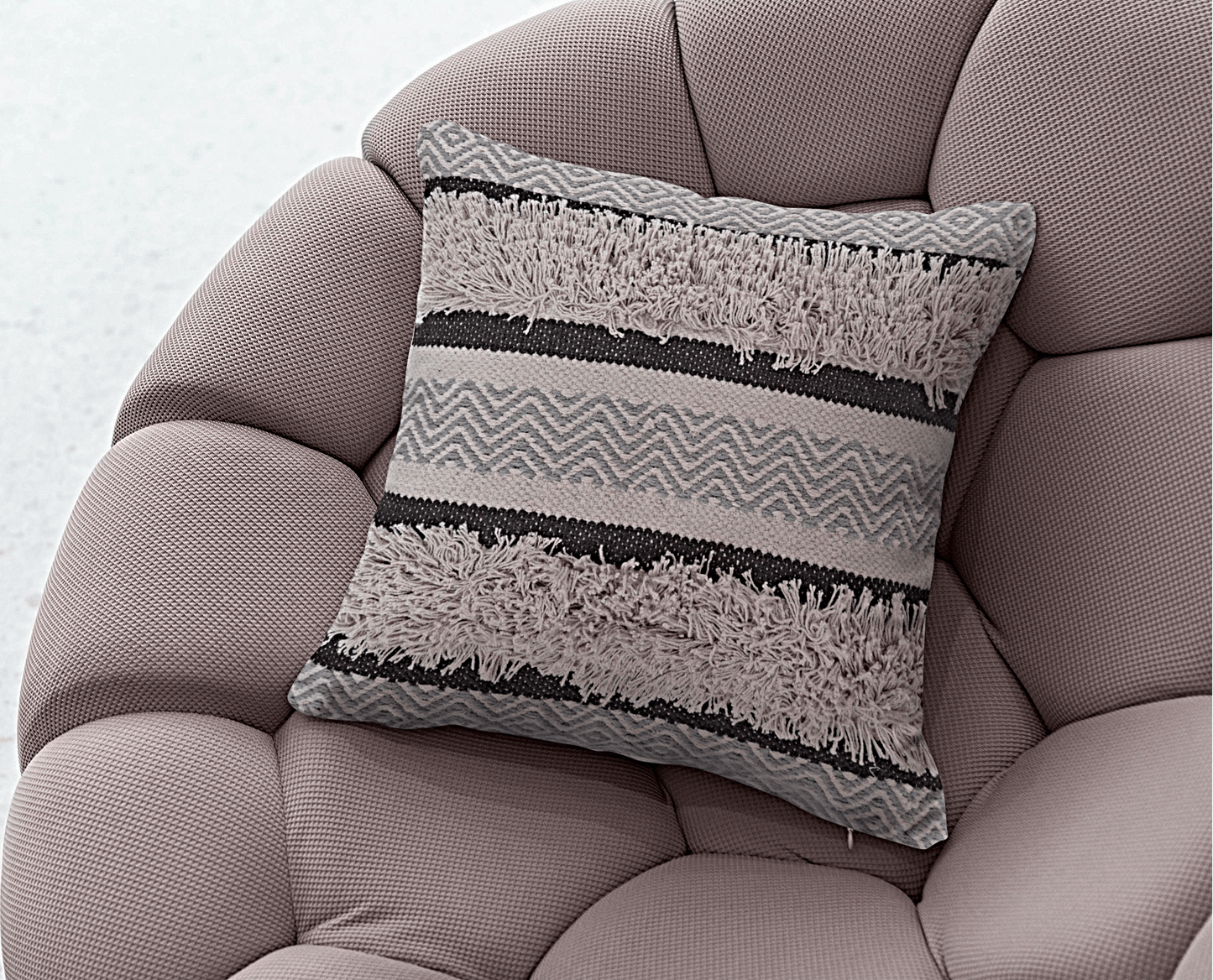 Maya Tufted 100% Cotton Woven Throw Pillow Covers Grey Pair - Kapissh