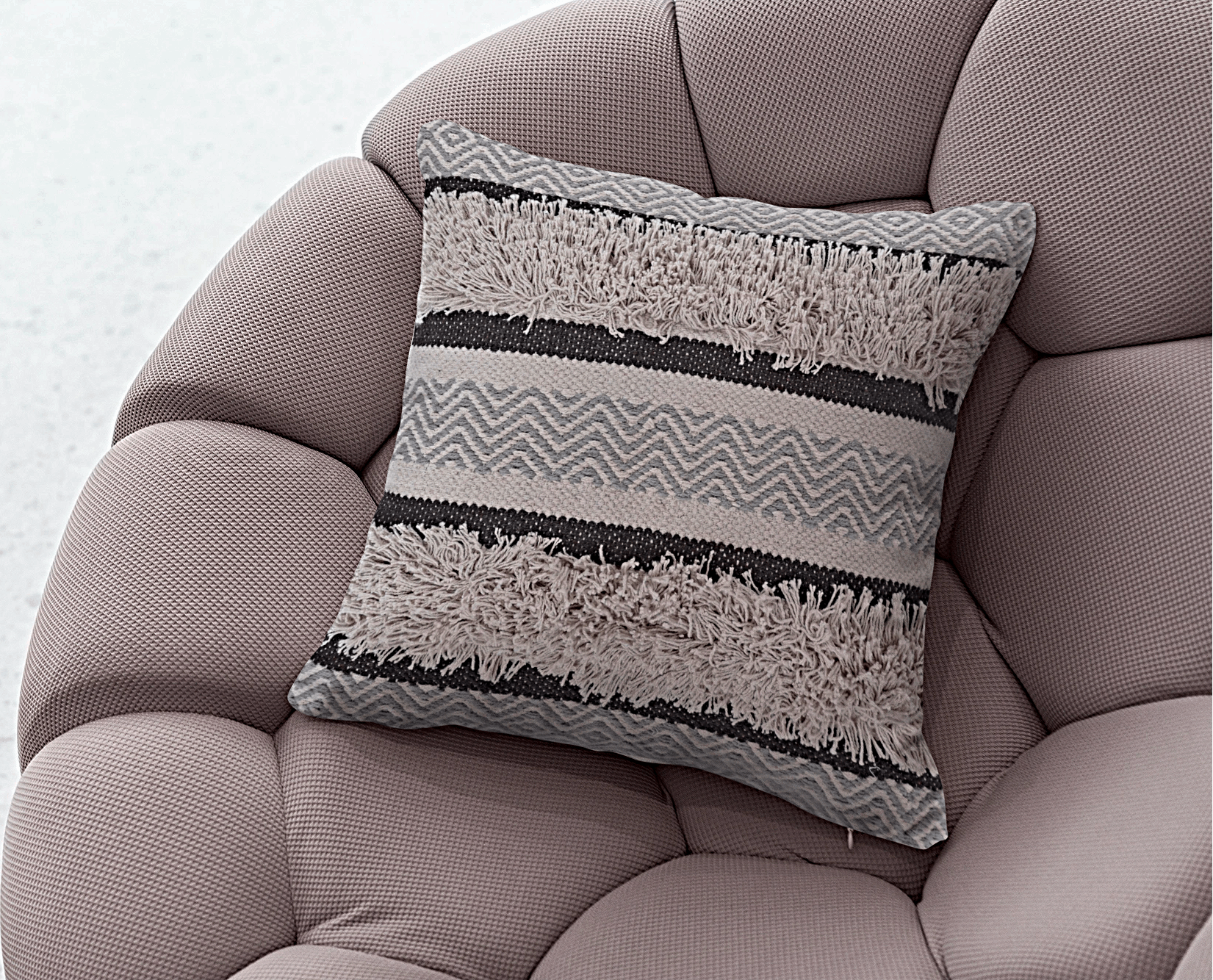Maya Tufted 100% Cotton Woven Throw Pillow Covers Grey Pair - Kapissh
