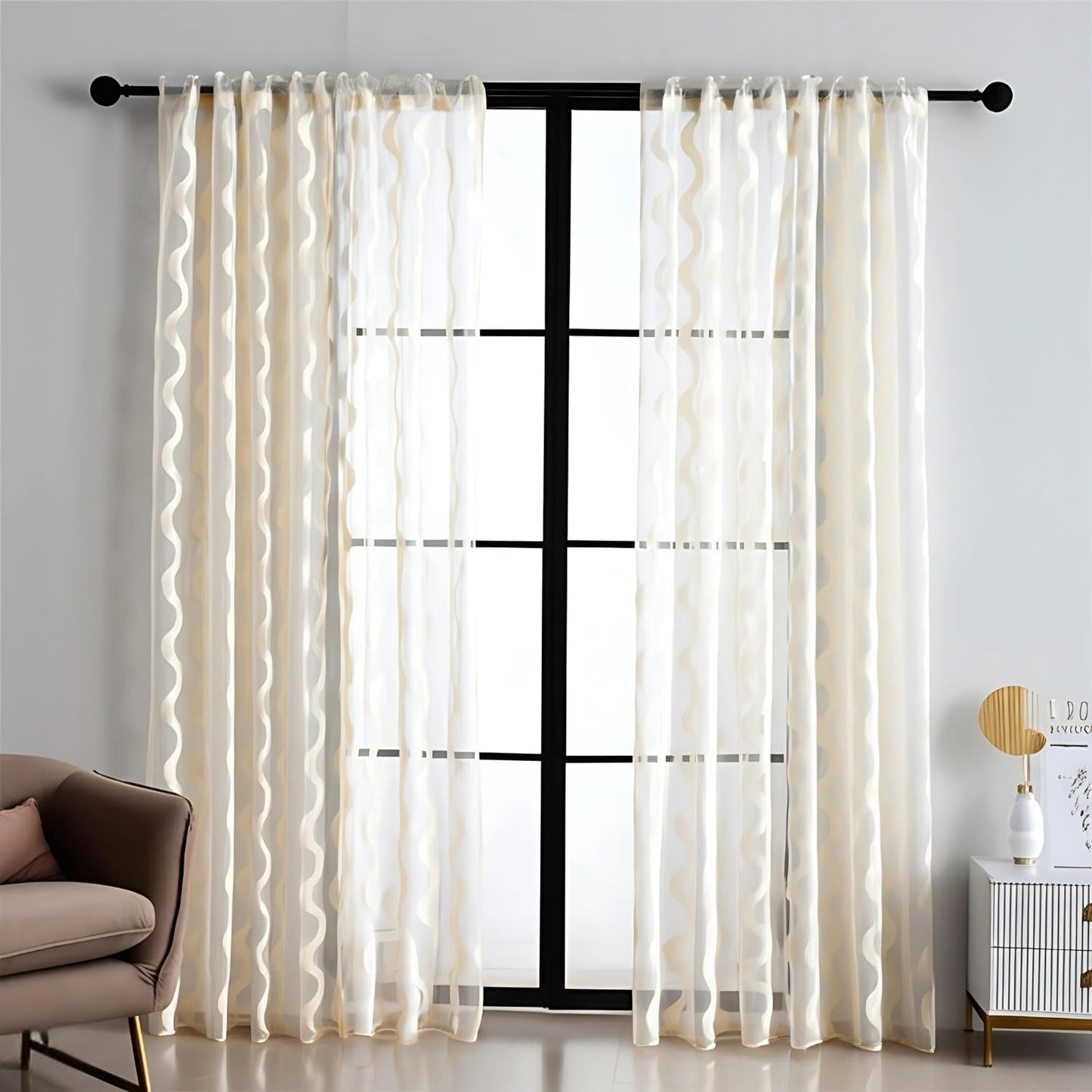 Ocean Embroidered Sheers Curtains Voile Net - Kapissh