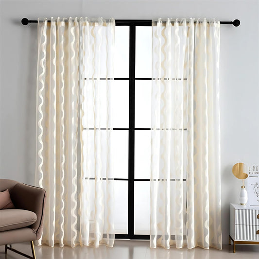 Ocean Embroidered Sheers Curtains Voile Net - Kapissh