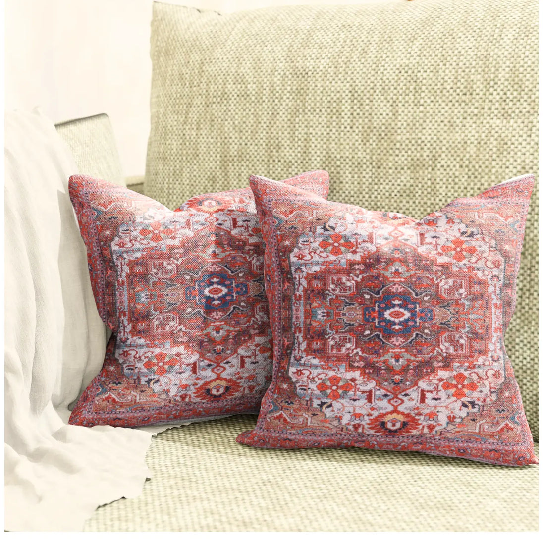Morocco Cotton Red Throw Pillow Covers Rug Style Pillow Cover - Kapissh