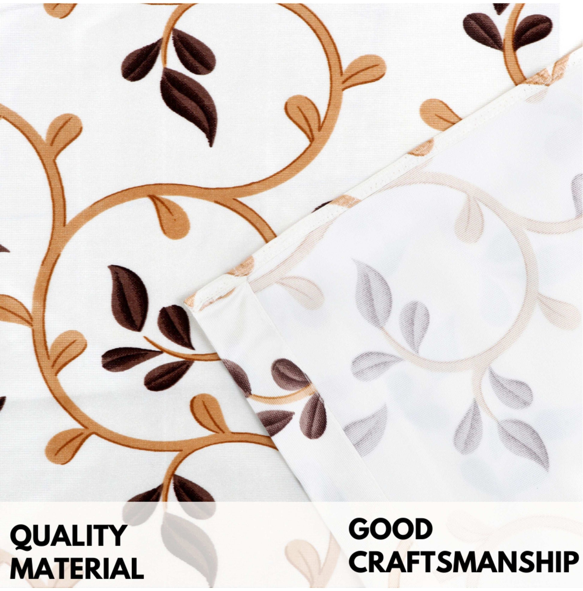 Theodore Floral Leaf Cream Curtains Pair - Kapissh