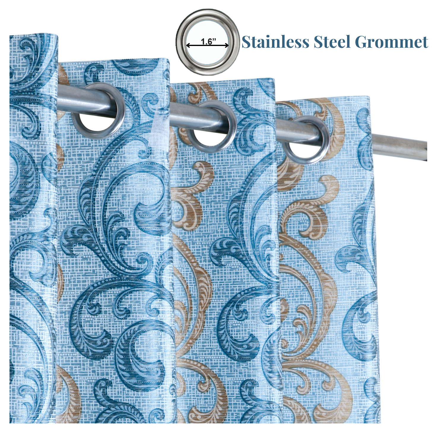 Demore Damask Curtains Farmhouse Boho Drapes Pair - Kapissh