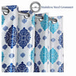 blue and teal damask curtains with 1.6-inch stainless steel